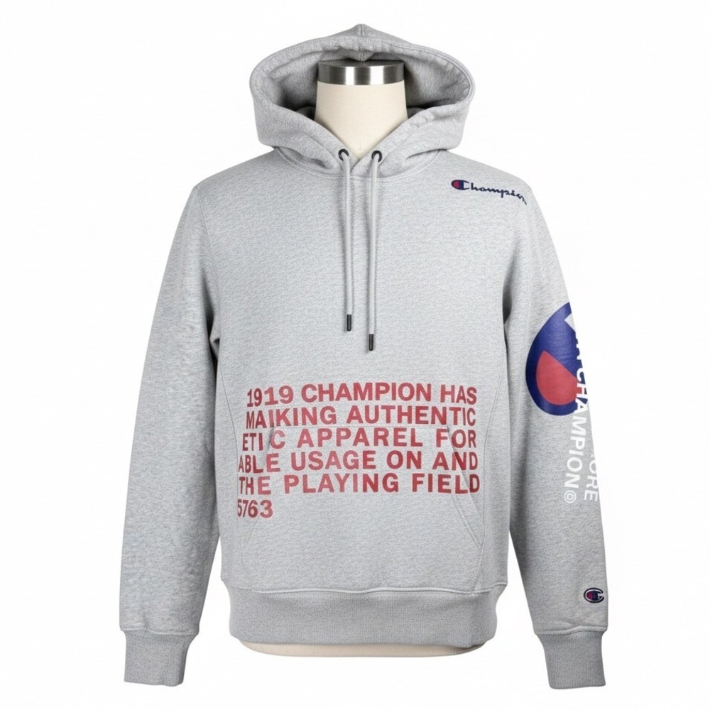 Champion Behind the Label Hoodie Gray‎ S Graphic Sweatshirt Pullover Streetwear